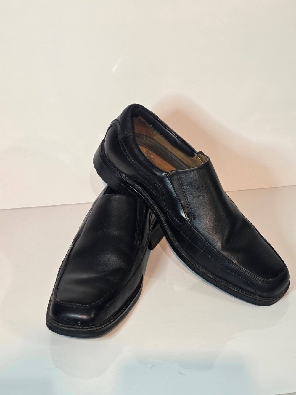 Dockers Mens Black Leather Slip On Loafers Dress Shoes Size 10.5 W Wide